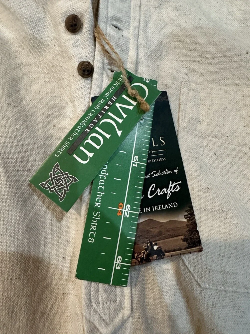 NWT Kids 11-12 Irish Linen Grandfather Shirt Stone Heritage
